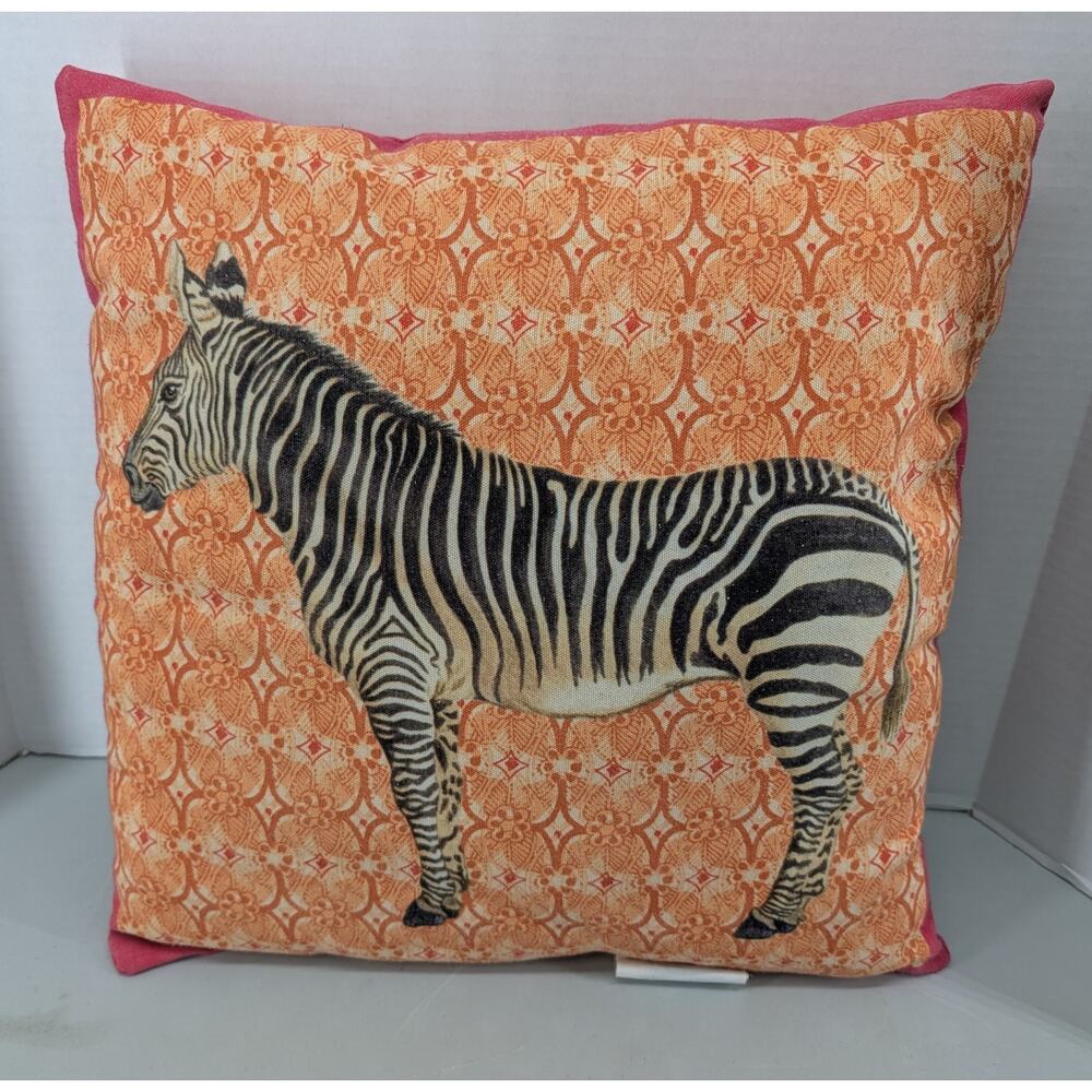 Zebra Pottery Barn Throw Pillow 18" Safari Chic Geometric Ornate Bohemian Print